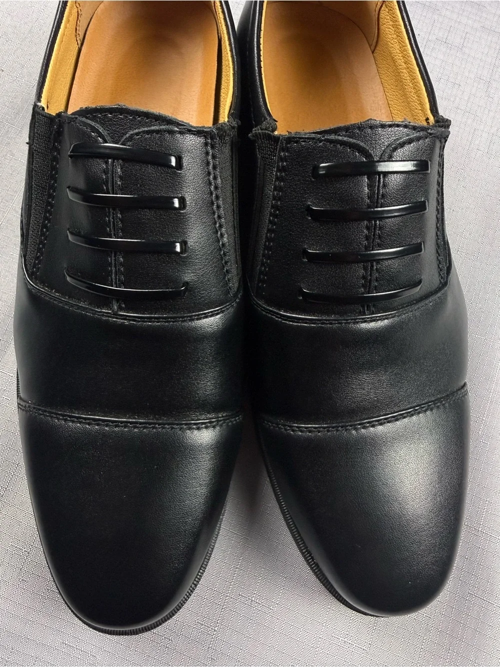 Classic Black Slip-On Derby Dress Shoes for Men